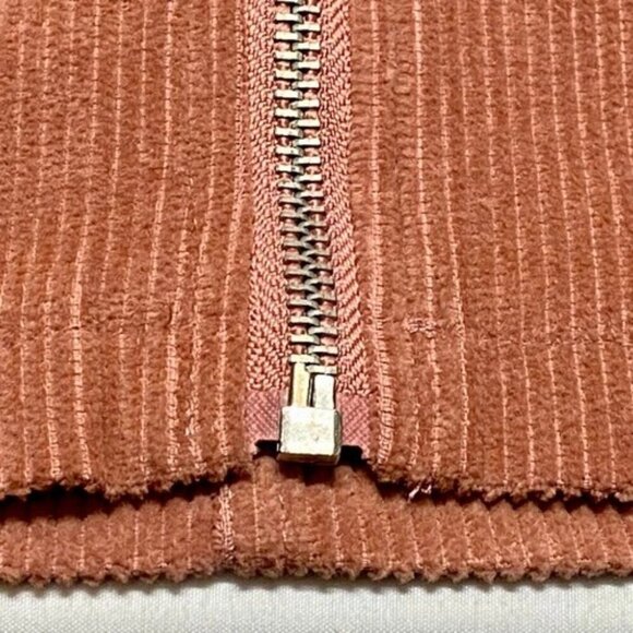ee:some Women's Mini Skirt Large Burnt Orange Corduroy Pockets Full Front Zipper - Picture 14 of 15